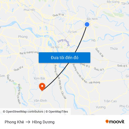 Phong Khê to Hồng Dương map