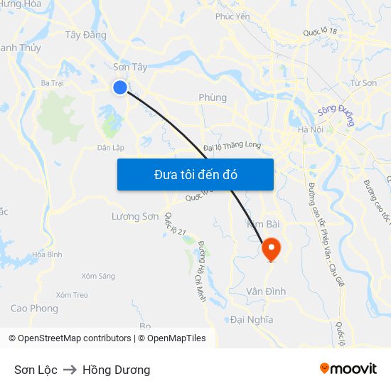 Sơn Lộc to Hồng Dương map