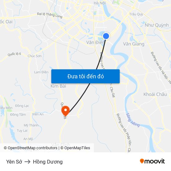 Yên Sở to Hồng Dương map