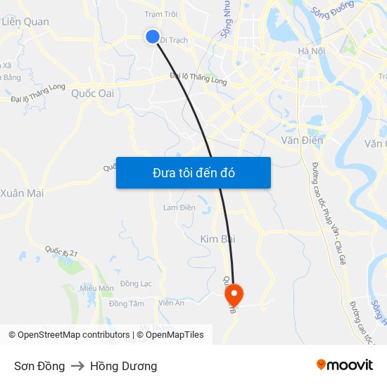 Sơn Đồng to Hồng Dương map