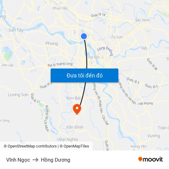 Vĩnh Ngọc to Hồng Dương map