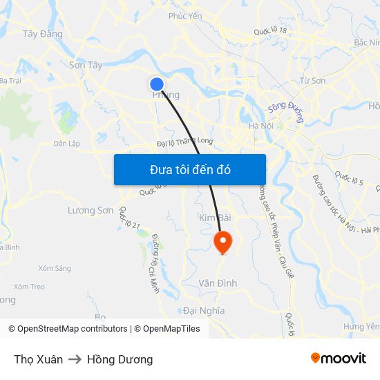 Thọ Xuân to Hồng Dương map