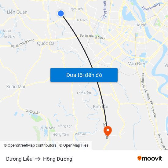 Dương Liễu to Hồng Dương map