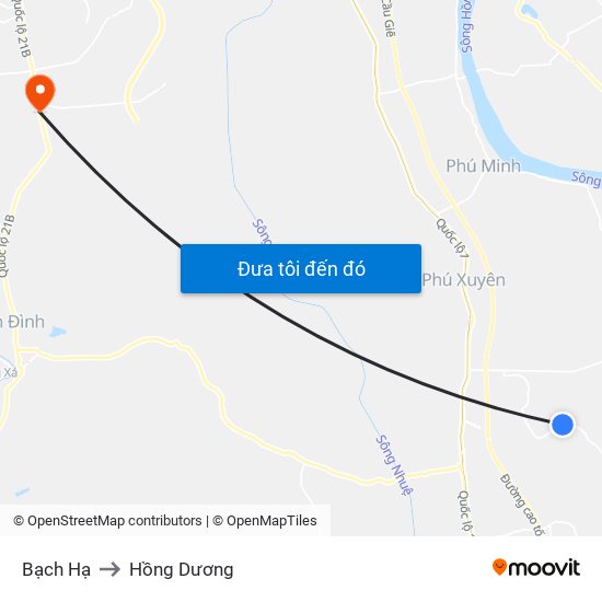 Bạch Hạ to Hồng Dương map