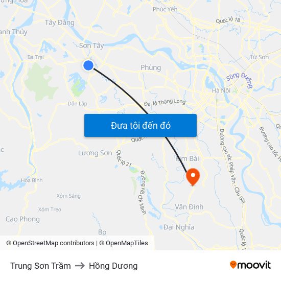 Trung Sơn Trầm to Hồng Dương map