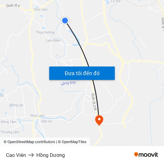 Cao Viên to Hồng Dương map