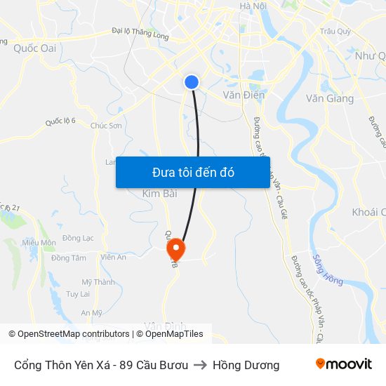 Cổng Thôn Yên Xá - 89 Cầu Bươu to Hồng Dương map