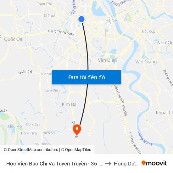 Học Viện Báo Chí Và Tuyên Truyền - 36 Xuân Thủy to Hồng Dương map