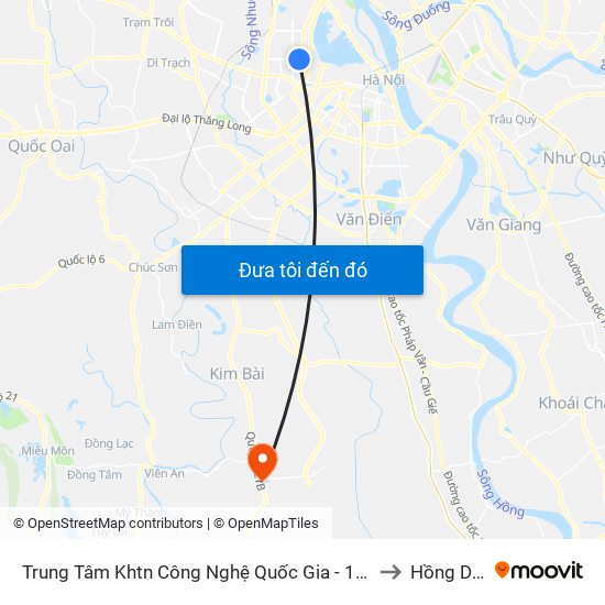 Trung Tâm Khtn Công Nghệ Quốc Gia - 18 Hoàng Quốc Việt to Hồng Dương map