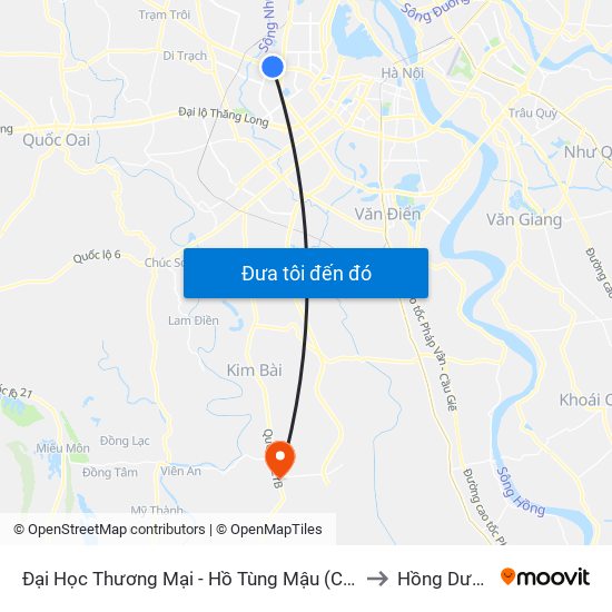 Đại Học Thương Mại - Hồ Tùng Mậu (Cột Sau) to Hồng Dương map