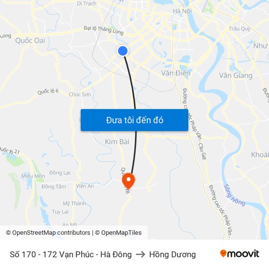 Số 170 - 172 Vạn Phúc - Hà Đông to Hồng Dương map