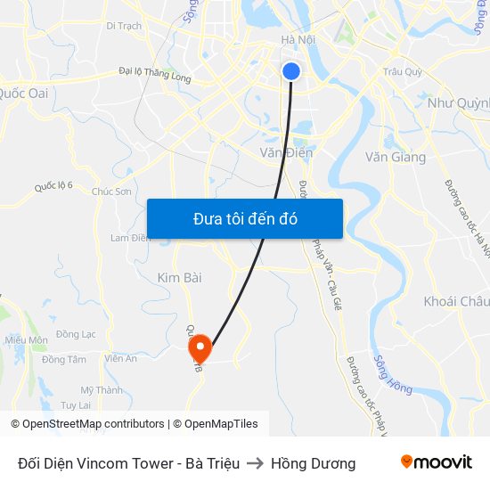 Đối Diện Vincom Tower - Bà Triệu to Hồng Dương map