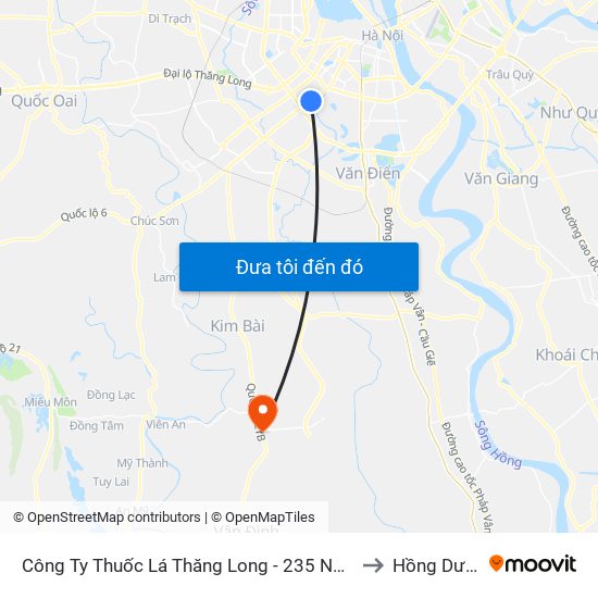 Công Ty Thuốc Lá Thăng Long - 235 Nguyễn Trãi to Hồng Dương map