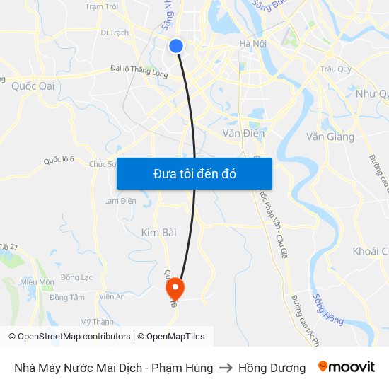 Nhà Máy Nước Mai Dịch - Phạm Hùng to Hồng Dương map