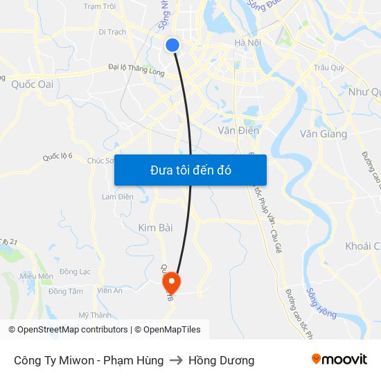 Công Ty Miwon - Phạm Hùng to Hồng Dương map