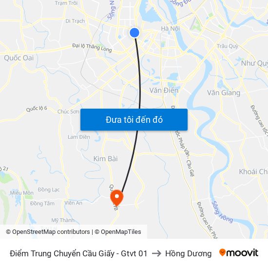 Điểm Trung Chuyển Cầu Giấy - Gtvt 01 to Hồng Dương map