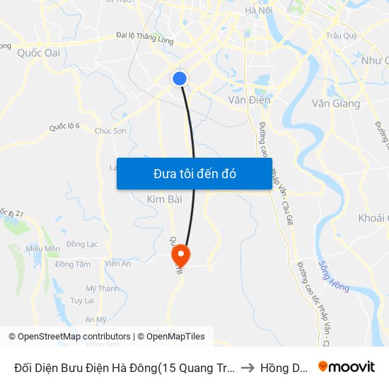 Đối Diện Bưu Điện Hà Đông(15 Quang Trung Hà Đông) to Hồng Dương map