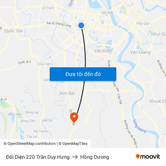 Đối Diện 220 Trần Duy Hưng to Hồng Dương map