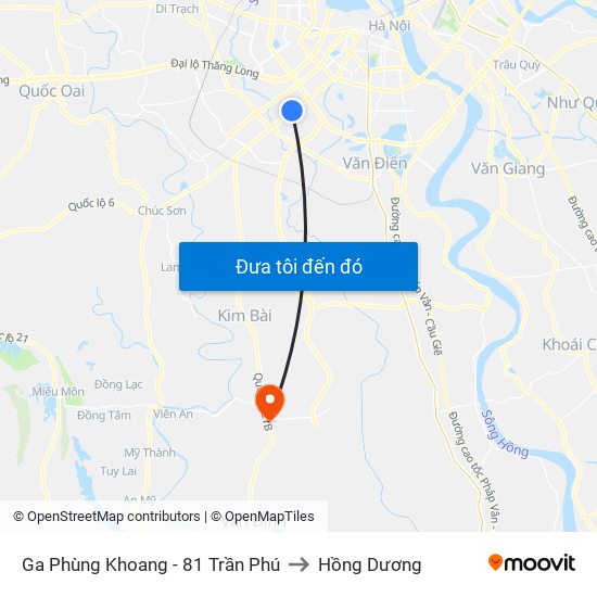 Ga Phùng Khoang - 81 Trần Phú to Hồng Dương map