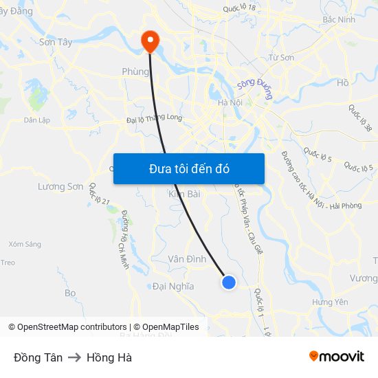 Đồng Tân to Hồng Hà map