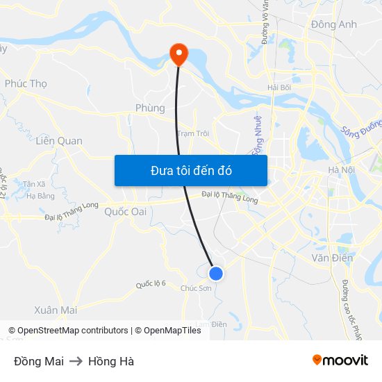 Đồng Mai to Hồng Hà map