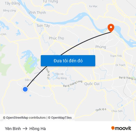 Yên Bình to Hồng Hà map