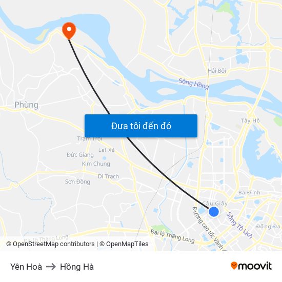 Yên Hoà to Hồng Hà map