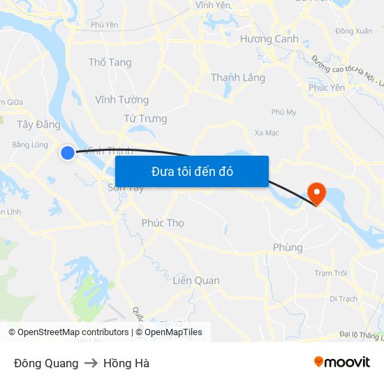 Đông Quang to Hồng Hà map