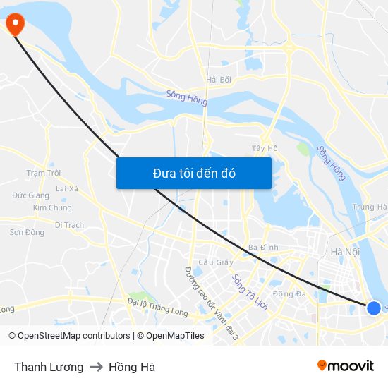 Thanh Lương to Hồng Hà map