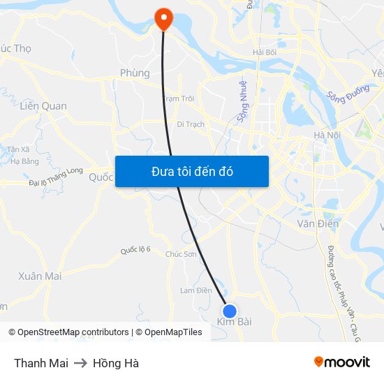 Thanh Mai to Hồng Hà map