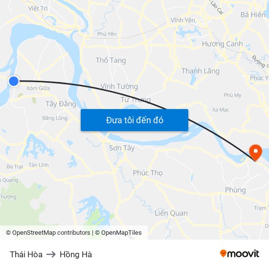 Thái Hòa to Hồng Hà map