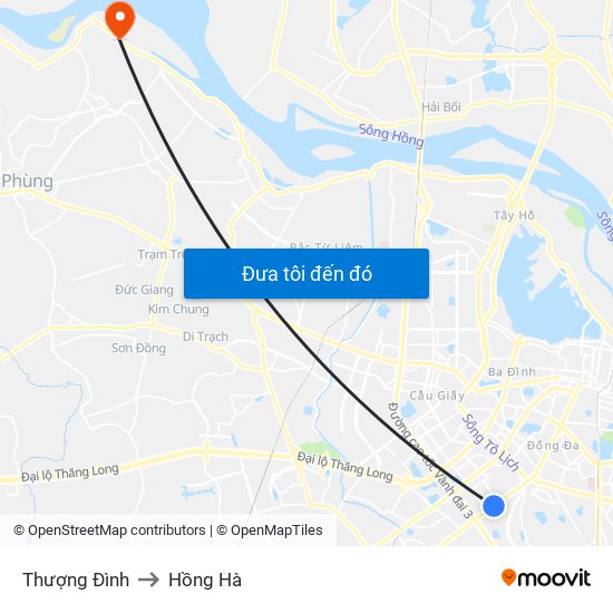 Thượng Đình to Hồng Hà map