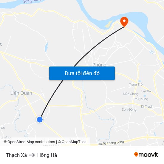 Thạch Xá to Hồng Hà map
