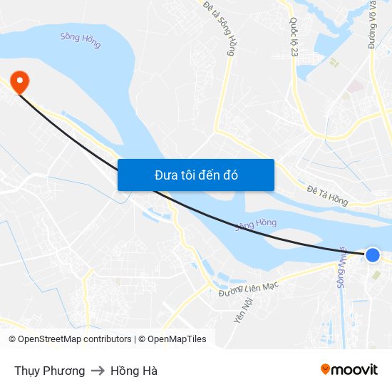 Thụy Phương to Hồng Hà map