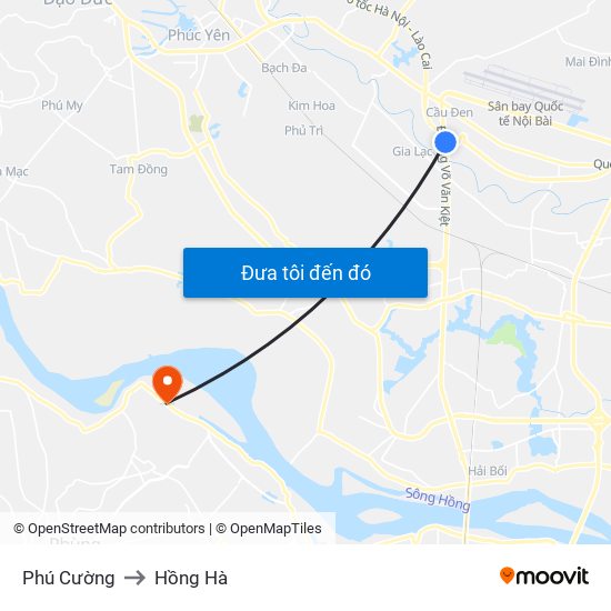 Phú Cường to Hồng Hà map