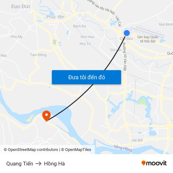 Quang Tiến to Hồng Hà map
