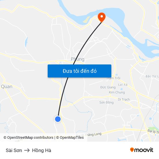 Sài Sơn to Hồng Hà map