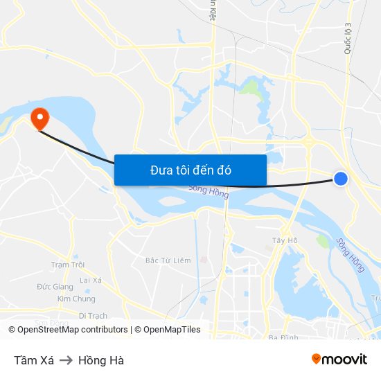Tầm Xá to Hồng Hà map
