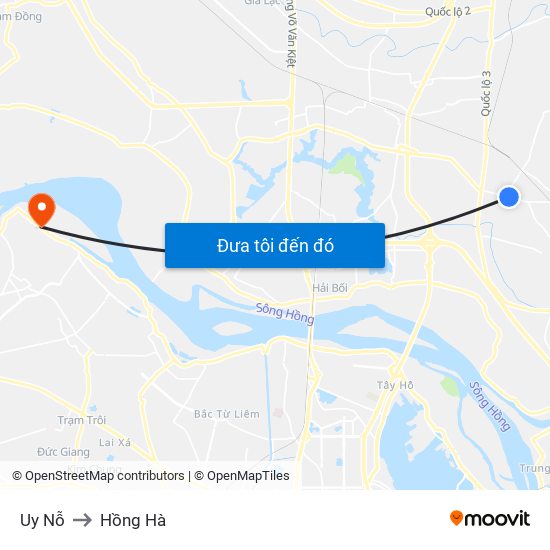 Uy Nỗ to Hồng Hà map