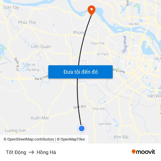 Tốt Động to Hồng Hà map