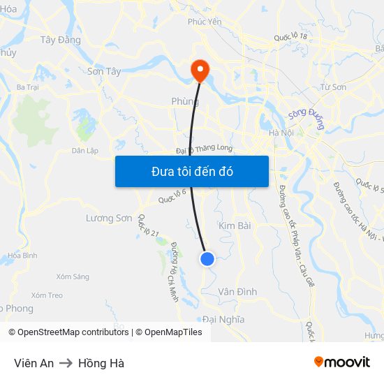 Viên An to Hồng Hà map