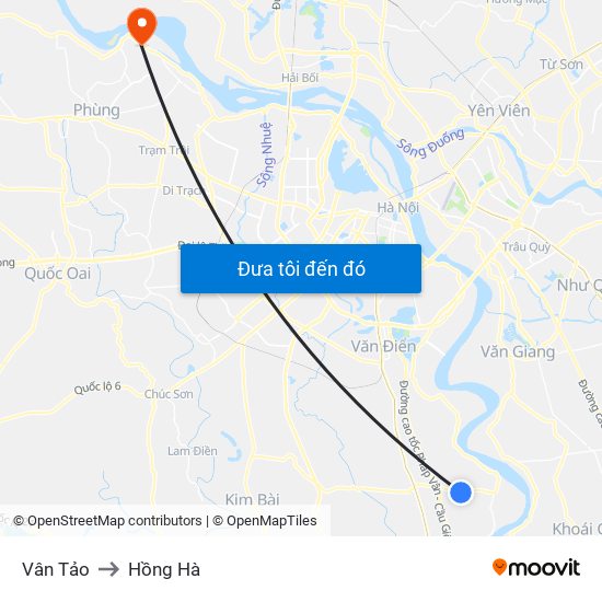 Vân Tảo to Hồng Hà map