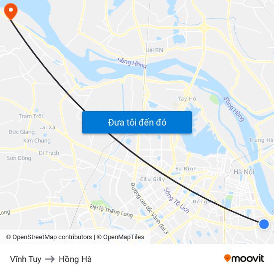 Vĩnh Tuy to Hồng Hà map
