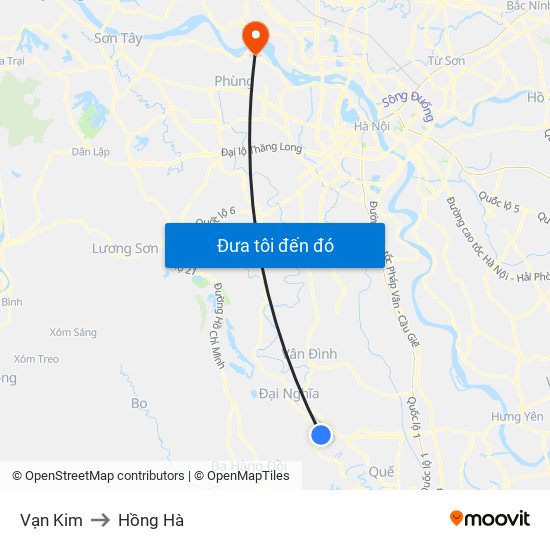 Vạn Kim to Hồng Hà map