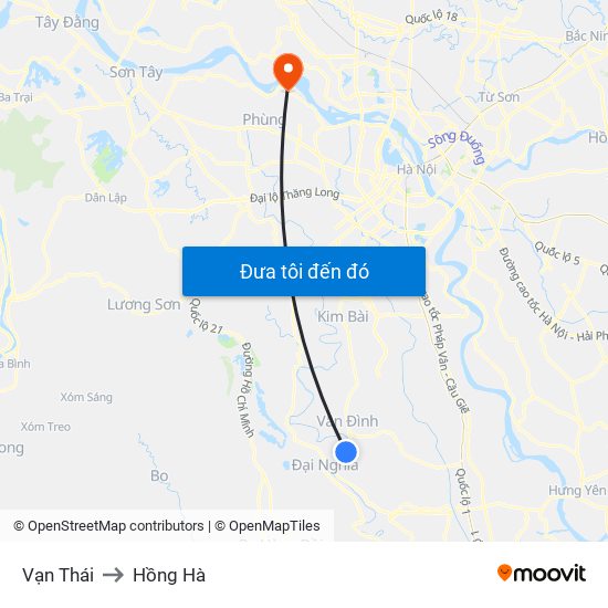 Vạn Thái to Hồng Hà map