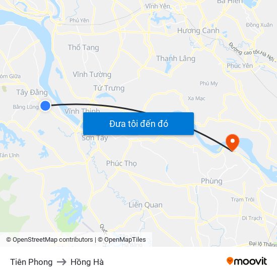 Tiên Phong to Hồng Hà map