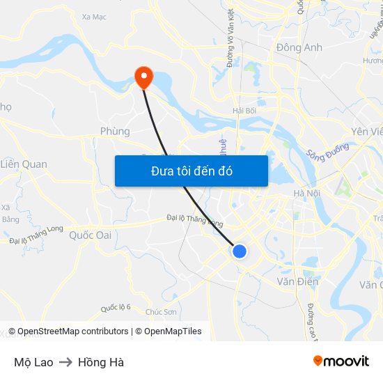Mộ Lao to Hồng Hà map
