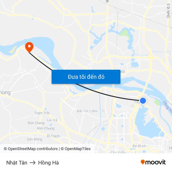 Nhật Tân to Hồng Hà map