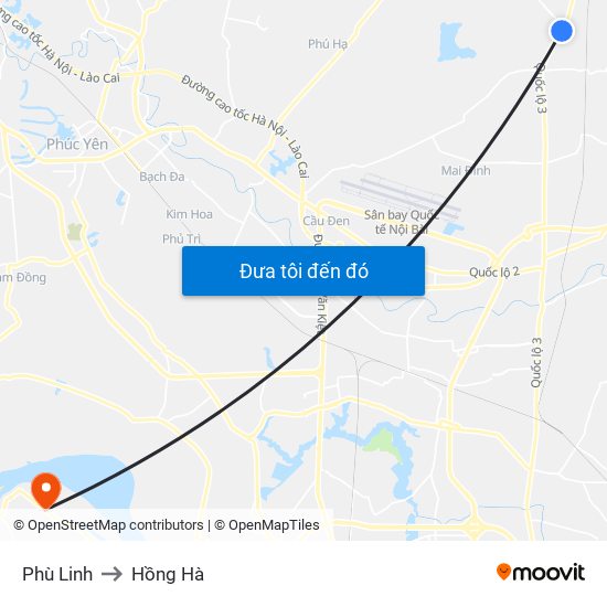 Phù Linh to Hồng Hà map