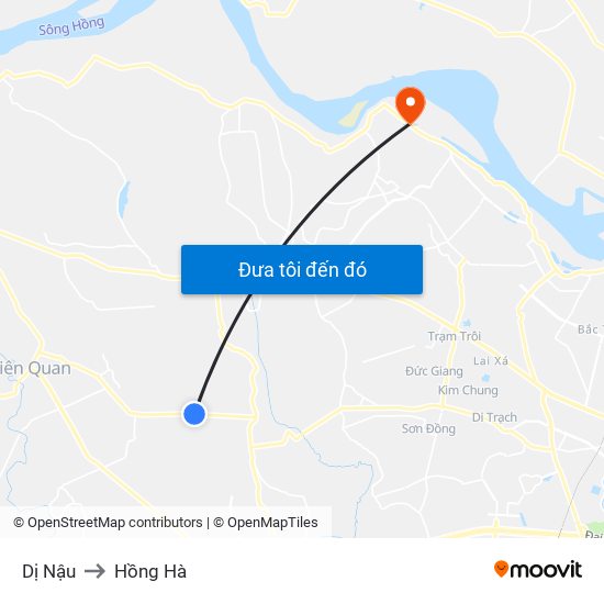 Dị Nậu to Hồng Hà map